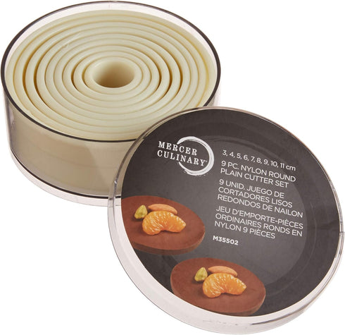 Mercer Culinary 9-Piece Round Plain Nylon Cutter Set, Off White