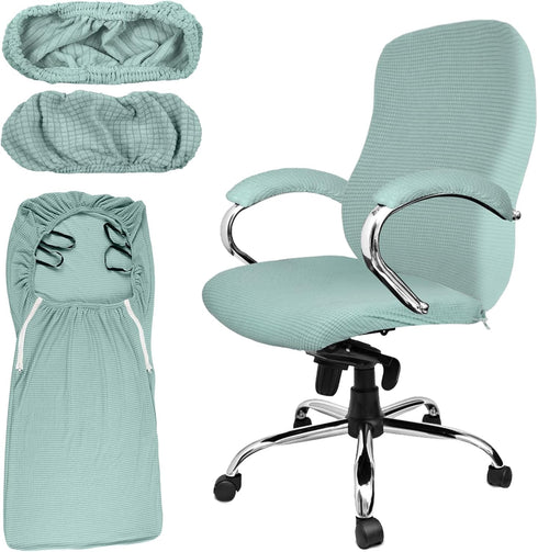 Tatuo 3 Pcs Computer Office Chair Cover, Universal Rotating Chair Slipcovers, Removable Washable Armrest Covers (Green)