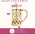 Paris Hilton French Press Coffee Maker - 2-Piece Set with Heart Shaped Measuring Scoop, 8-Cup or 34-Ounce, Pink