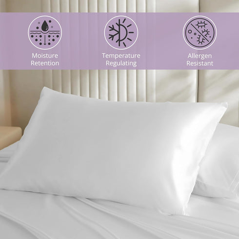 Mulberry Park 100% Silk Pillowcase, 19 Momme, Grade 6A Mulberry Silk, White/King (20'' x 36'')