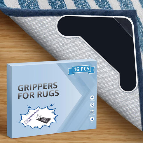 16 PCS Grippers for Rugs, Lakuti Non Slip Dual Sided Rug Pads for Hardwood Floors and Tiles
