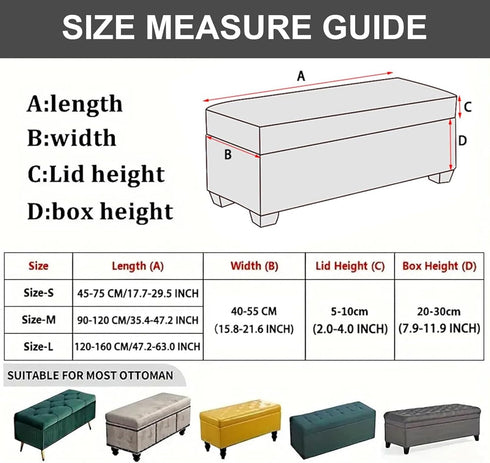 43) Eco-Ancheng Storage Ottoman Cover Rectangle Ottoman Slipcover Folding Storage Bench Cover Footrest Stool Slipcover