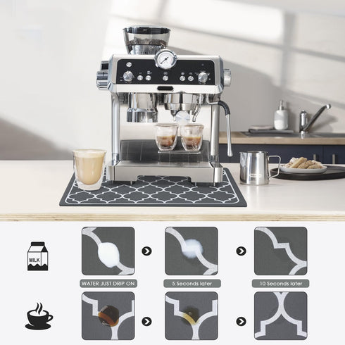 19"x 12" Counter Absorbent Dish Drying Mats for Baby Bottle Dish Rack, Coffee Maker Mat Easy to Clean Non-slip Rubber