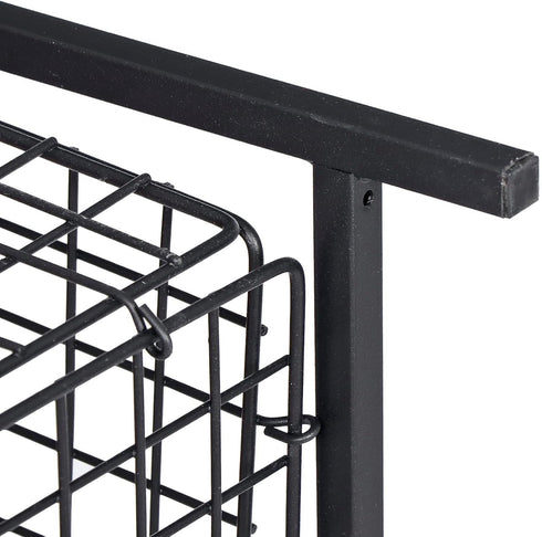 Nouva 20 Inch 2-Tier End Table, Square Side Table w/Mesh Storage Basket, Nightstand Storage Shelf Metal Frame