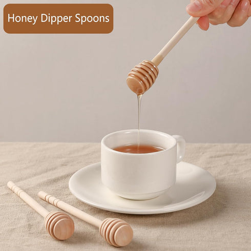 CJFocus 22 6 Inch, PCS Wooden Honey Sticks Dipper Individually Wrapped Mini Honeycomb Honey Stirrer Stick For Honey Jar