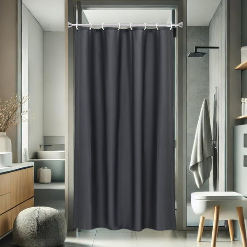 AooHome Fabric Shower Curtain 48 x 72 Inch, Solid Color Bath Curtain with Hooks, Dark Grey