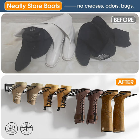 4 (2 Pack), zacurter Boot Rack, Wader Hangers for Boot, Metal Wall Mounted Shoe Rack, Pair Boot Organizer Rack for Tall
