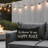 12x20 Inch Decorative Throw Pillow Cover Welcome to Our Happy Place Black White Outdoor Modern Farmhouse Front Porch