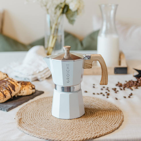 GROSCHE White Milano 6 Cup Stovetop Espresso Maker
