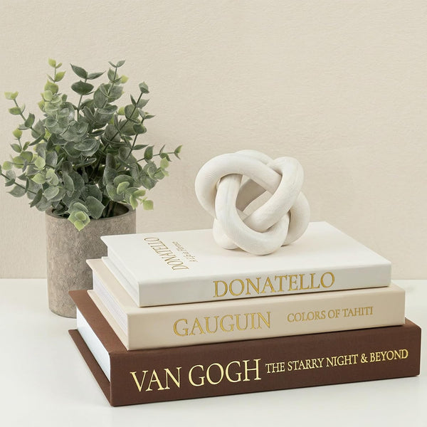 Vintage Faux Book Box Set of 3 Brown Linen Decorative Books for