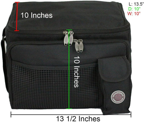 Durable Deluxe Insulated Lunch Cooler Bag, 13 1/2"x10"x10", Black by Transworld