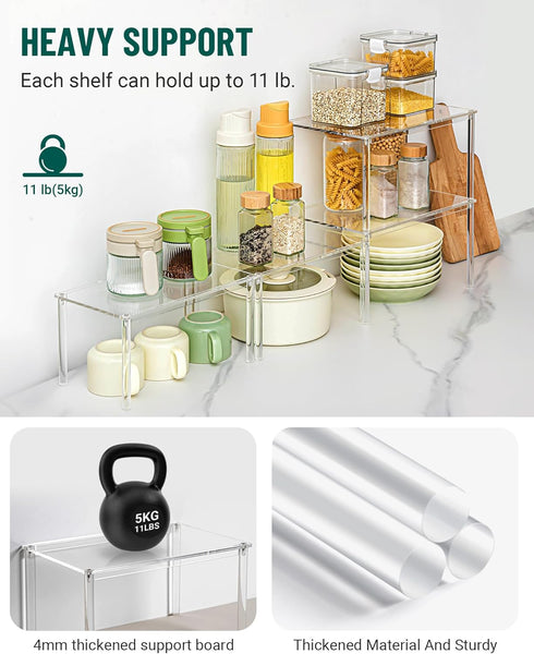 Set 4 Countertop Bobomoment Acrylic Cabinet Organizer, of Spice Rack Organizer for Cabinet, Desk Shelf Organizer