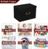 STOREONE Fabric Storage Cube Bins, Foldable Organizer Container with Lids and Metal Handles, Black, 3 Pcs