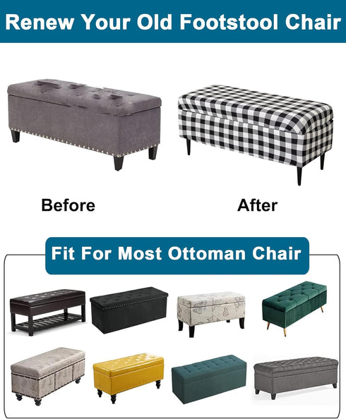 Bands,S,04 CRFATOP Printed Rectangle Ottoman Stool Cover Stretch Folding Storage Footstool Bench Slipcovers Upholstered