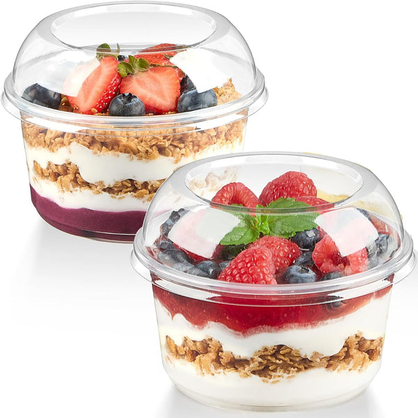 50 Pack 16 oz Plastic Dessert Cups with Lids, Clear Disposable Snack