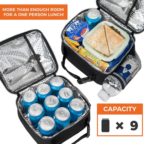 opux Insulated Lunch Bag for Kids, Leakproof Small Reusable Compact Soft Mini Cooler Bag (Navy)