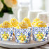 100Pcs Lemon Paper Baking Cups - Blue Yellow Scalloped Edge Cupcake Wrappers, Muffin Cases for Summer Party Supplies