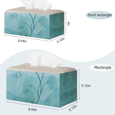 PU Leather Tissue Box Cover, Square Facial Tissue Holder, Griege Paper Organizer for Bathroom, Vanity, Tabletop, Car