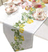 Cotton and Linen Triangle Table Runners, 72 Inches Long, Summer Lemons White Floral Swirls for Wedding Party Decoration