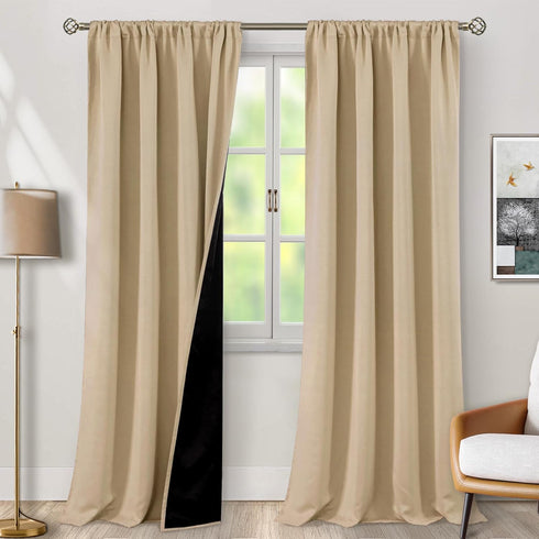 BGment Beige Blackout Curtains for Living Room, 95 Inch Length 2 Panels Set, Thermal Insulated Soundproof Energy Saving