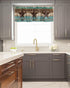 Western Valances Curtain 1 Panel for Kitchen Cafe, Teal Brown Wood Grain, 42"x12", Rod Pocket Window Treatment