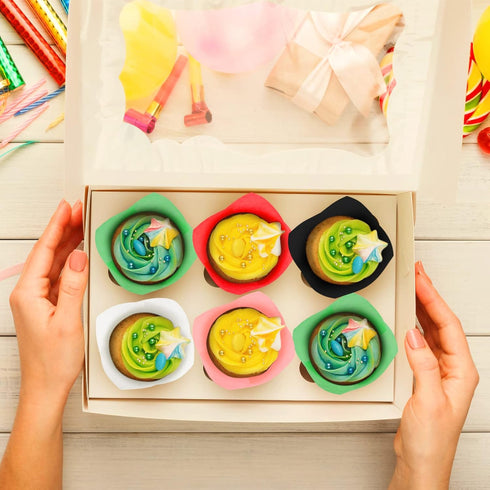 Green Cupcake Liners 100Count, Standard Tulip Paper Baking Cups, Greaseproof Muffin for Wedding Birthday Christmas