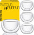 PunPun 2.7oz. Double Wall Borosilicate Glass Tea Cups, Set of 4 Heatproof Insulating Espresso Cups