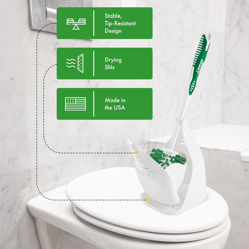 2 Pack Set, Libman Designer Bowl Brush and Caddy - - Toilet Brush and Holder Non-Scratch, Bathroom Brush, Hygenic Caddy