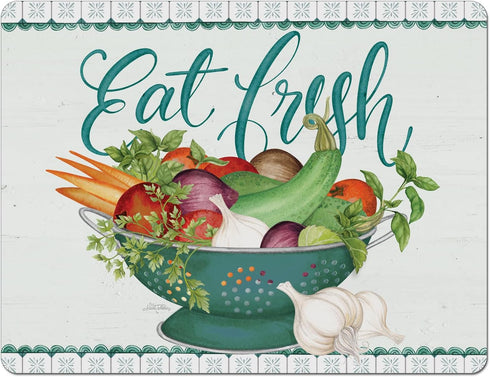 Cut N' Funnel Eat Fresh Designer Flexible Plastic Cutting Board Mat, 15" x 11.5", Made in the USA