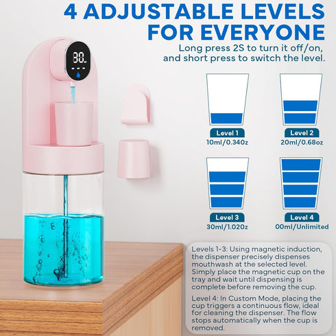 21.12 oz Set 4 4 Automatic Mouthwash Dispenser for Bathroom, Touchless Smart Mouth Wash Dispensers Bathroom Accessories