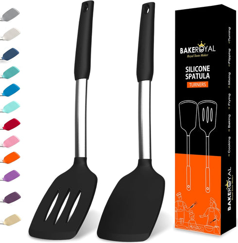 Silicone Spatula Set - Turner Spatulas Silicone Heat Resistant 600°F for Cooking Fish, Eggs, Pancakes Flipper