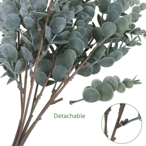 3 Pack Artificial Eucalyptus Stem Shrub, Faux Greenery Stems for Home Wedding Decor, 17.7" Tall