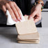 Set 6 3.9" inches Koville of Natural Marble Coasters for Coffee Table with Holder, Beige Yellow Marble Coaster Square