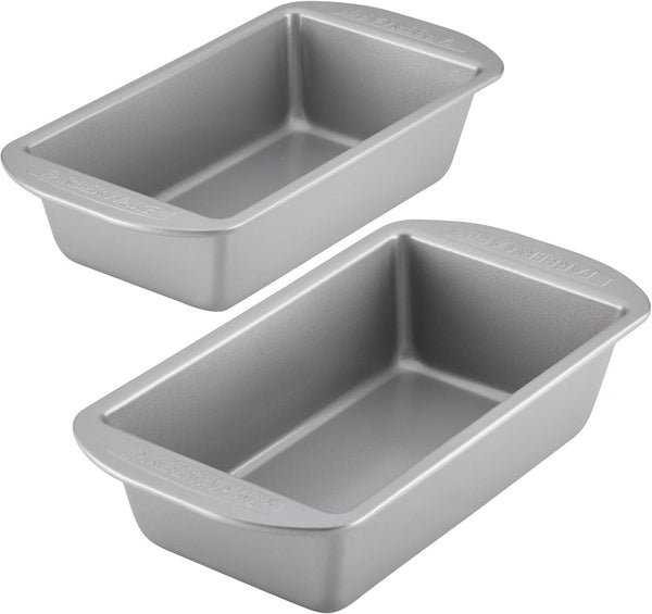Farberware Nonstick Baking Loaf Pan Set, Two 9-Inch x 5-Inch, Gray