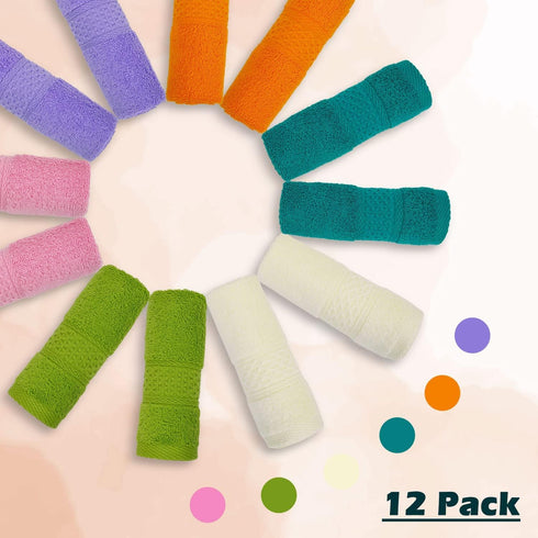 12 Pack 100% 13 13 Inches Cleanbear Face Cloths Washcloths Cotton Wash Cloth for Face - Large Bath Washcloths by