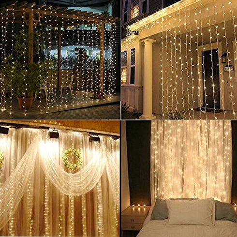 Geanmoki 306 LED Window Curtain String Light for Wedding Party Home Garden Bedroom Indoor Outdoor Decorations
