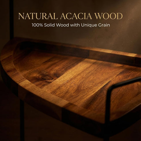 Counter 13.2x9.9 inch, 2 Countertop, Demigo Bathroom Corner Organizer Tier Acacia Wood Organizer Corner Storage Shelf