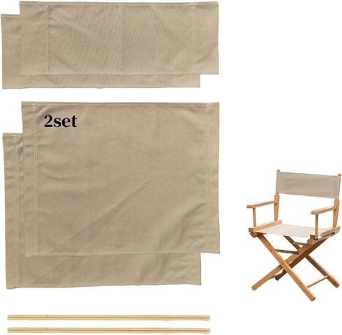 2 Set Director Chair Canvas Replacement with Wood Stick,21.2" L x 16.1"