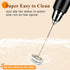 Handheld Rechargeable Milk Frother with Stand, Electric Whisk for Coffee, Detachable with 3 Stainless Whisks, Black