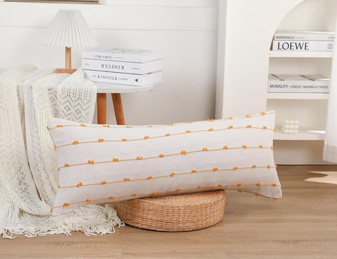 14x36,Stripe NUYECY Long Lumbar Throw Pillow Cover Pattern Cotton Yellow Boho Extra Long Decorative Pillow Cover Pillow