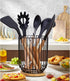 Utensil holder for Kitchen Counter,Large Utensils Holder For Farmhouse Cooking, Utensil Caddy Spatula Holder (Metal+Bamboo-1)