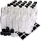30 Pack Hot Sauce Bottles, 5oz Clear Woozy Bottles with Leak Proof Black Caps and Labels