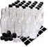 30 Pack Hot Sauce Bottles, 5oz Clear Woozy Bottles with Leak Proof Black Caps and Labels