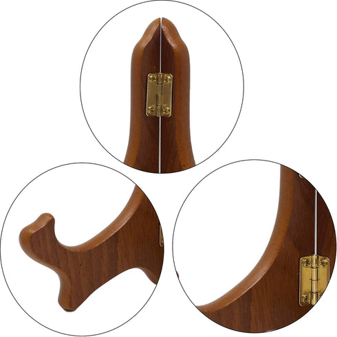 BANBERRY DESIGNS Walnut Wood Folding Easels, Premium Quality Display Plate Stand, 5 Inch, Set of 3 Pieces