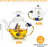 46oz/1300ml Enamel Glass Teapot With Rose Flower Butterfly And Gold Edge,Blue Rose Teapot With Infuser And Lid