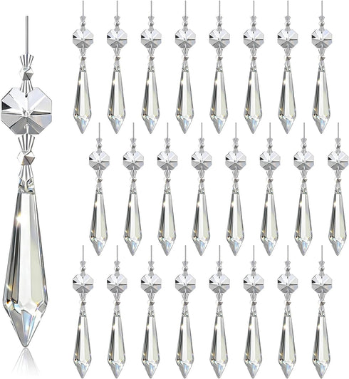 H&D HYALINE & DORA 25pcs 55mm Crystal Replacement Clear Chandelier Icicle Prisms