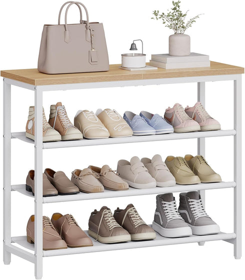 3 4-Tier Closet 9-12 WN94XJ01 HOOBRO Shoe Rack with PU Shelves, Shoe Storage Organizer for and Entryway, Holds Pairs