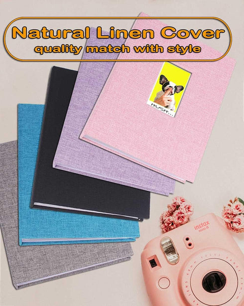 GPIRAL Mini Photo Album 208 Vertical Photos, Linen Front Window, 2x3 Compatible with Fujifilm Instax Mini Film, Grey