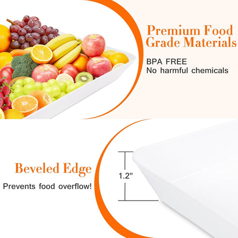 WOWBOX 3 pcs Serving Tray for Entertaining, Reusable Plastic Platters for Fruit, Cookies, Snacks, Kitchen & Parties
