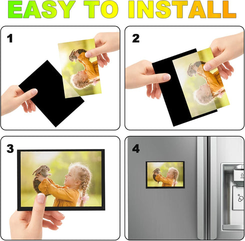 Black Magnetic Picture Frame 5X7 for Refrigerator, 8 Pack Black Photo Magnets Sleeves with Matte Film Cover